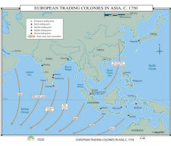 world history wall map of eruopean trading colonies in asia
