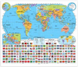 World Primary Wall Map with flags