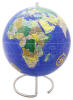 Magnetic desktop world globe with blue oceans, circular metal base