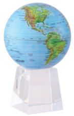 Blue green Mova spinning globe on medium crystal base