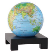 Blue green Mova spinning globe on black square base