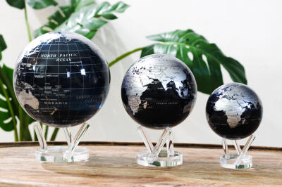 MOVA solar power revolving black world globe group