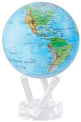 Rotating solar powered MOVA world globe