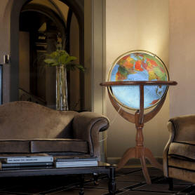 Geneva illuminated world globe on stand in a room