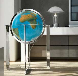 Floor standing world globe in a room