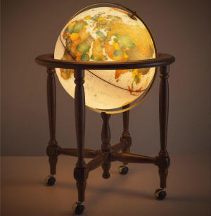 Monaco illuminated world globe on floor stand