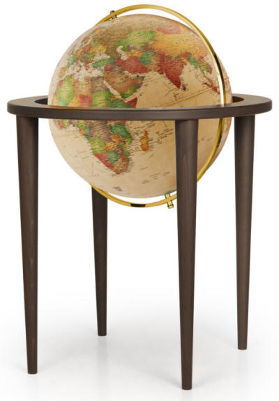 Normandy floor standing world globe beige oceans illuminated