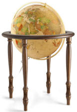 Valencia floor standing illuminated world globe with beige oceans