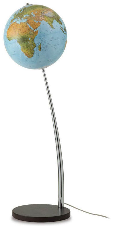 Vertigo Blue illuminated world globe on stand