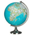 blue oceans world globe metal desktop base