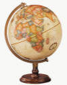 world globe on wooden base