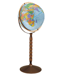 small blue globe on pedestand base