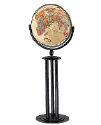 world globe with designer metal floor stand