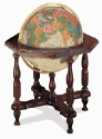 large floor standing illuminated world globe beige oceans