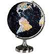 Illuminated black world globe