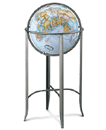 Floor standing blue oceans world globe