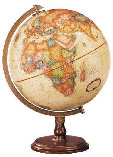 desk globe on round wood stand