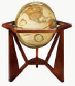 world globe on designer wood desktop base