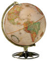 world globe on metal compass base