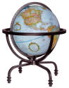 world globe on metal stand