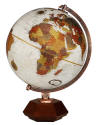 World globe on hexagon base