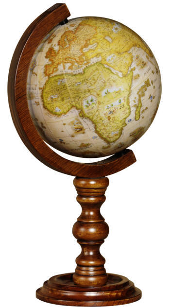 6" reproduction globe on wood base