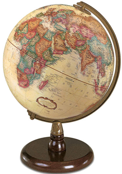 Desk globe on wood stand