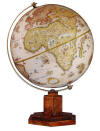 geographical world globe on carved wood base