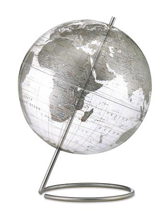 world globe clear oceans silver land mass desktop