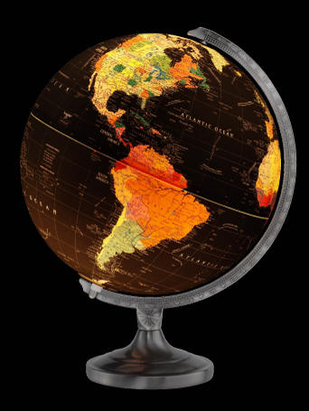 Illuminated black globe