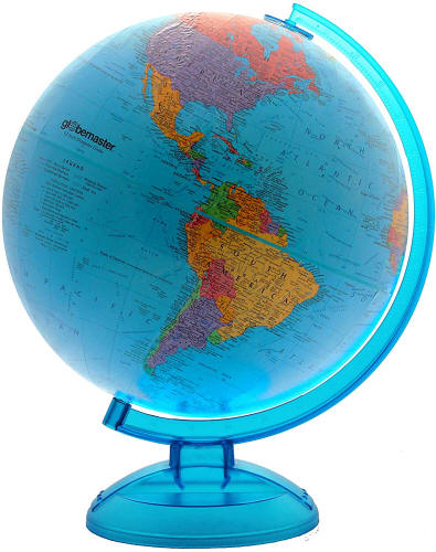 Adventurer world globe for children blue oceans western hemisphere