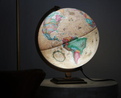 Carlyle illuminated world globe beige oceans