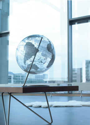 Crystal Marquise world globe infront of window