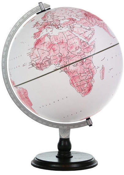 White and pink world globe