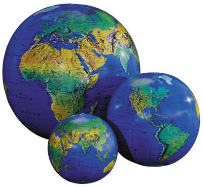 topographical inflatabel world globes