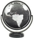 Monarch black world globe on stair stepped marble base