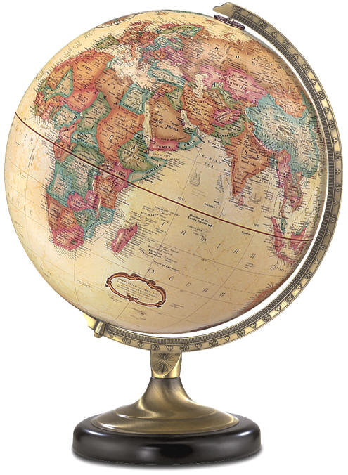 Sierra desktop world globe beige oceans metal base