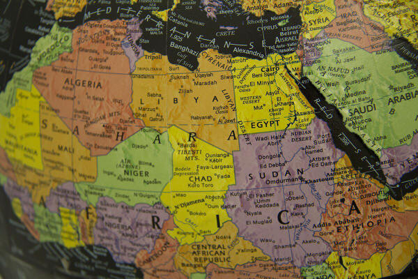 black world globe Africa detail