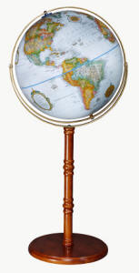 blue oceans globe on pedestal base