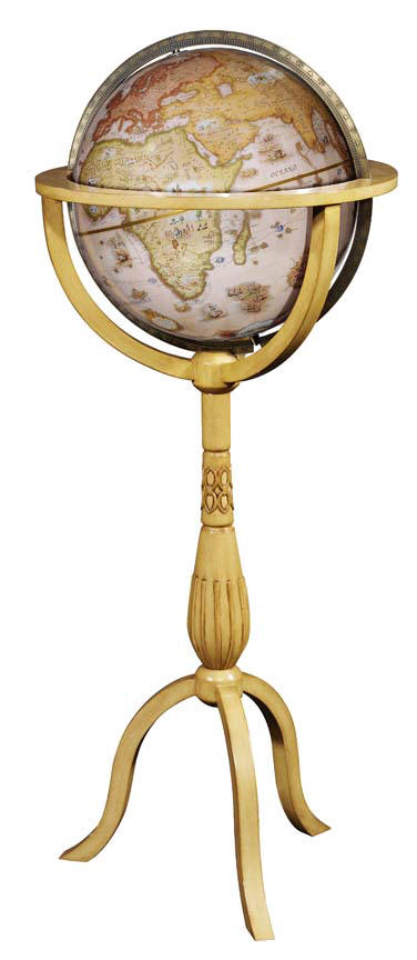 world globe on light wood floor stand