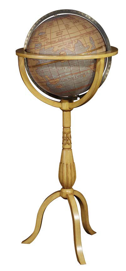 antique map world globe on floor stand