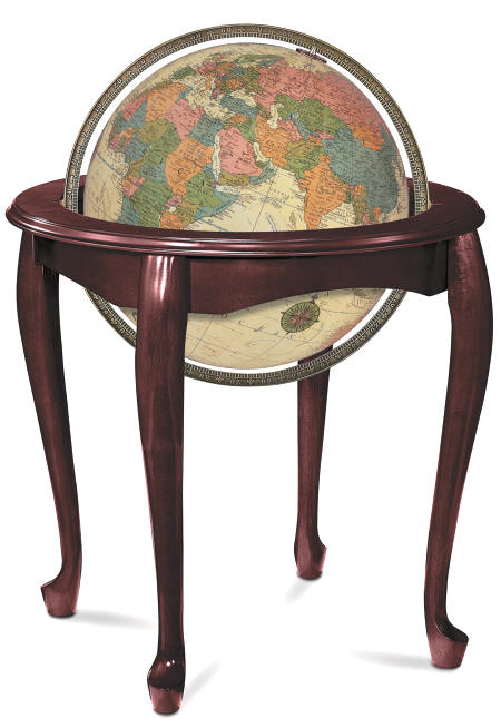 Illuminated world globe on stand