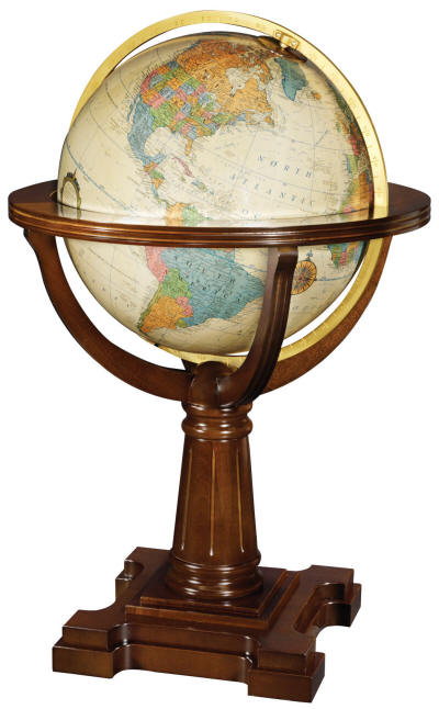 world globe on wood floor stand