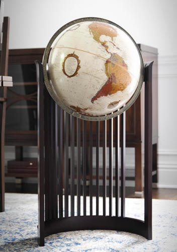 Barrel floor standing world globe