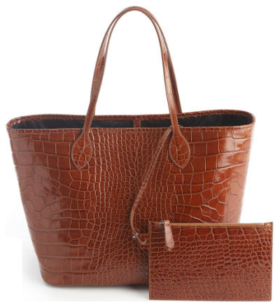 Croc embossed leather tote bag