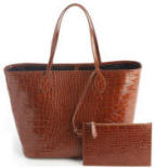 Croc embossed leather tote bag