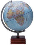 Aviator illuminated world globe blue oceans square wood base 