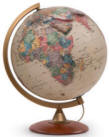 Colombo world globe with Relief beige oceans wood base WP21109 