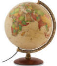 Como Illuminated World Globe beige oceans wood base Waypoint Geographic 