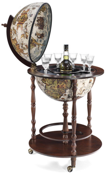 Globe bar cabinet ebony ivory